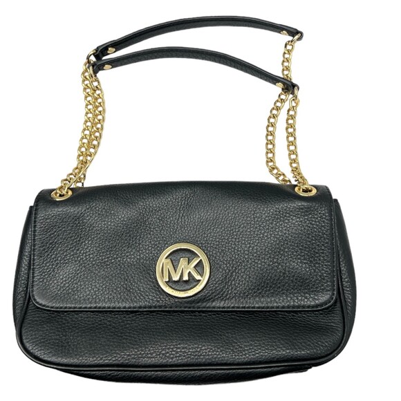 Michael Kors purse black leather gold chain shoulder flap fulton small bag - Picture 16 of 16